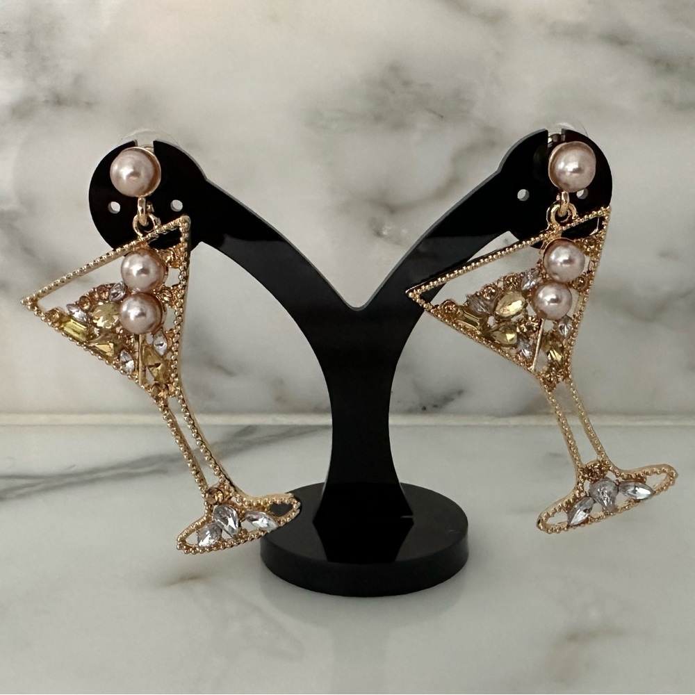 Martini Pearl Drop Earrings